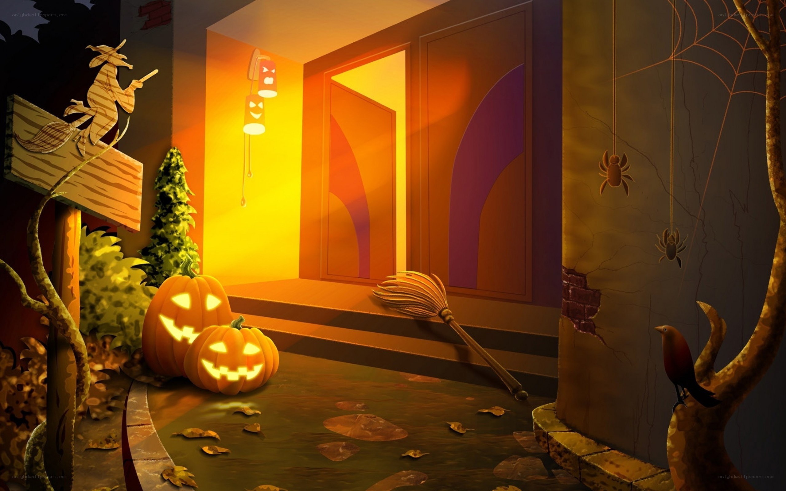 Halloween porch scene