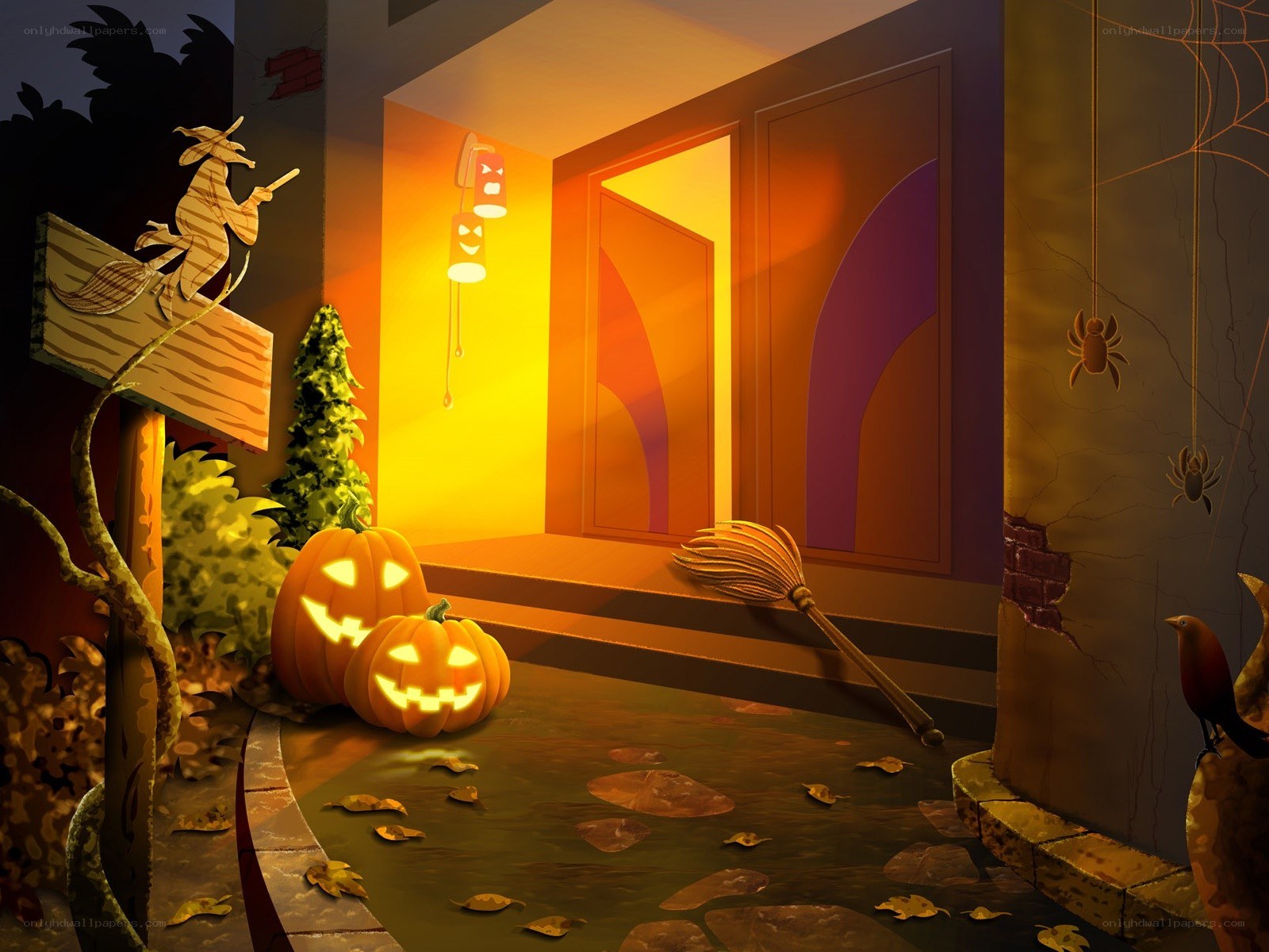 Halloween porch scene