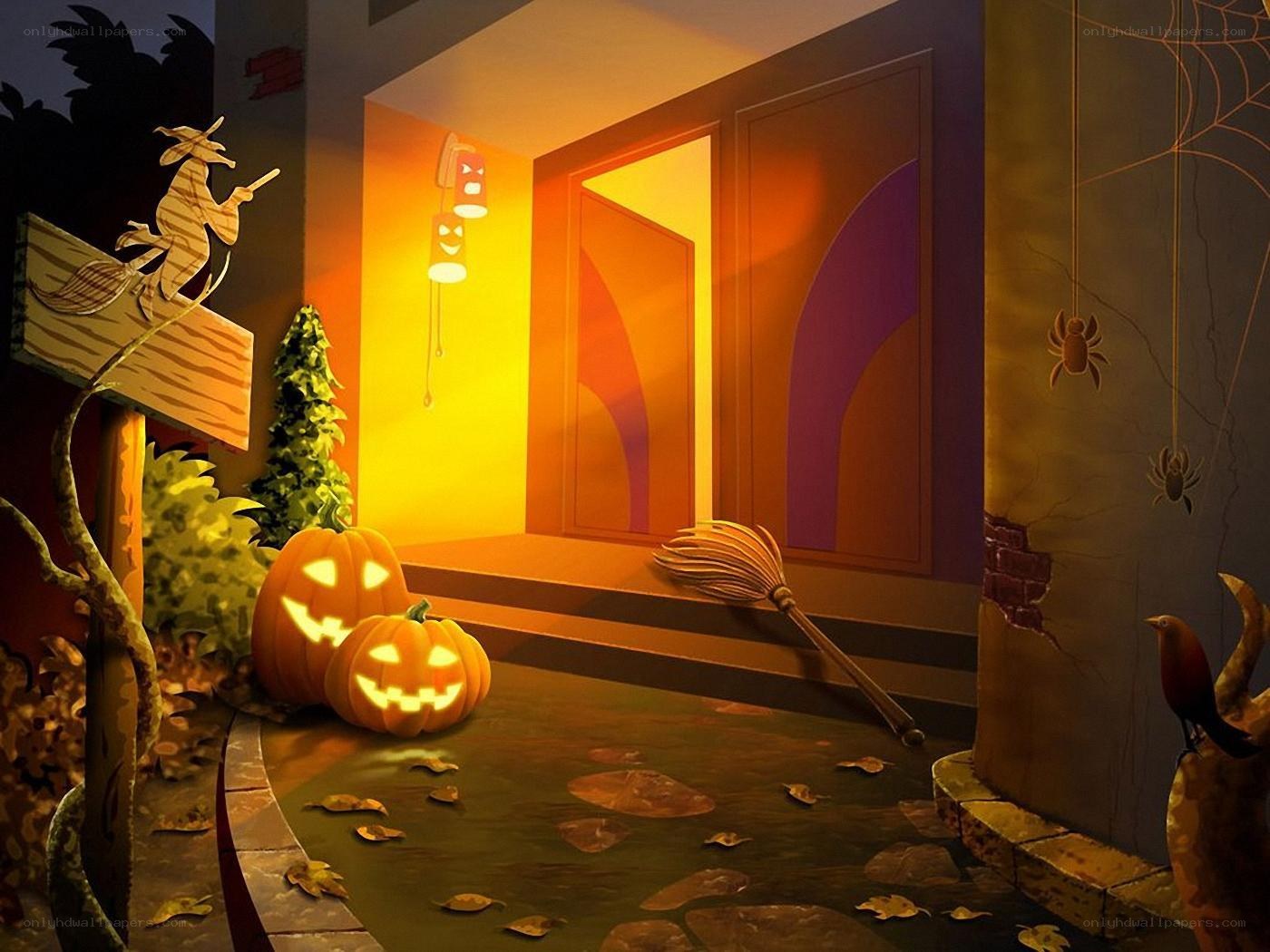 Halloween porch scene