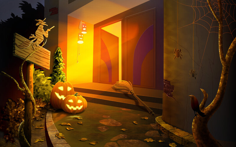 Halloween porch scene
