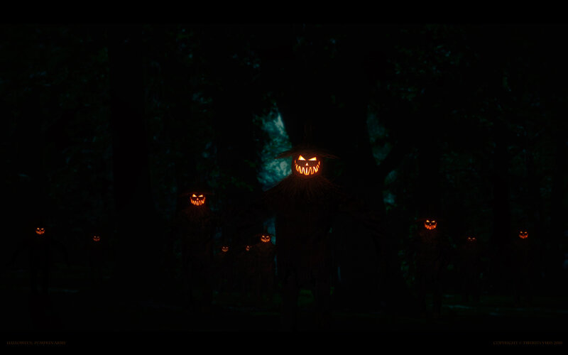 Halloween pumpkin army