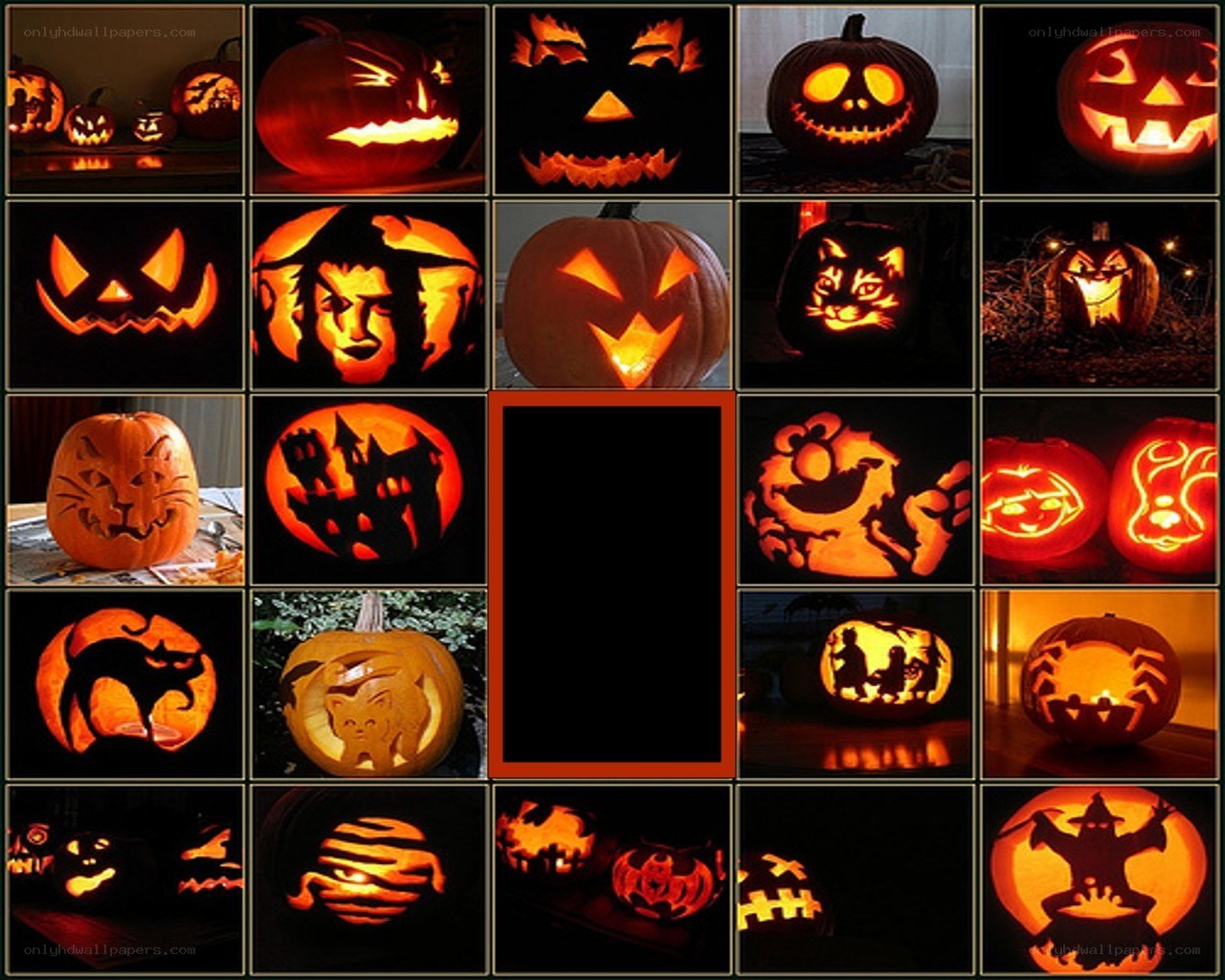 Halloween pumpkin carvings collage