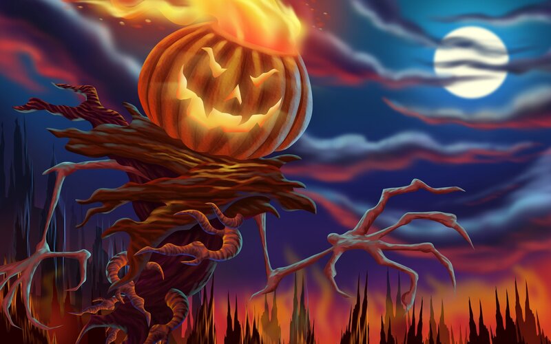 Halloween pumpkin monster