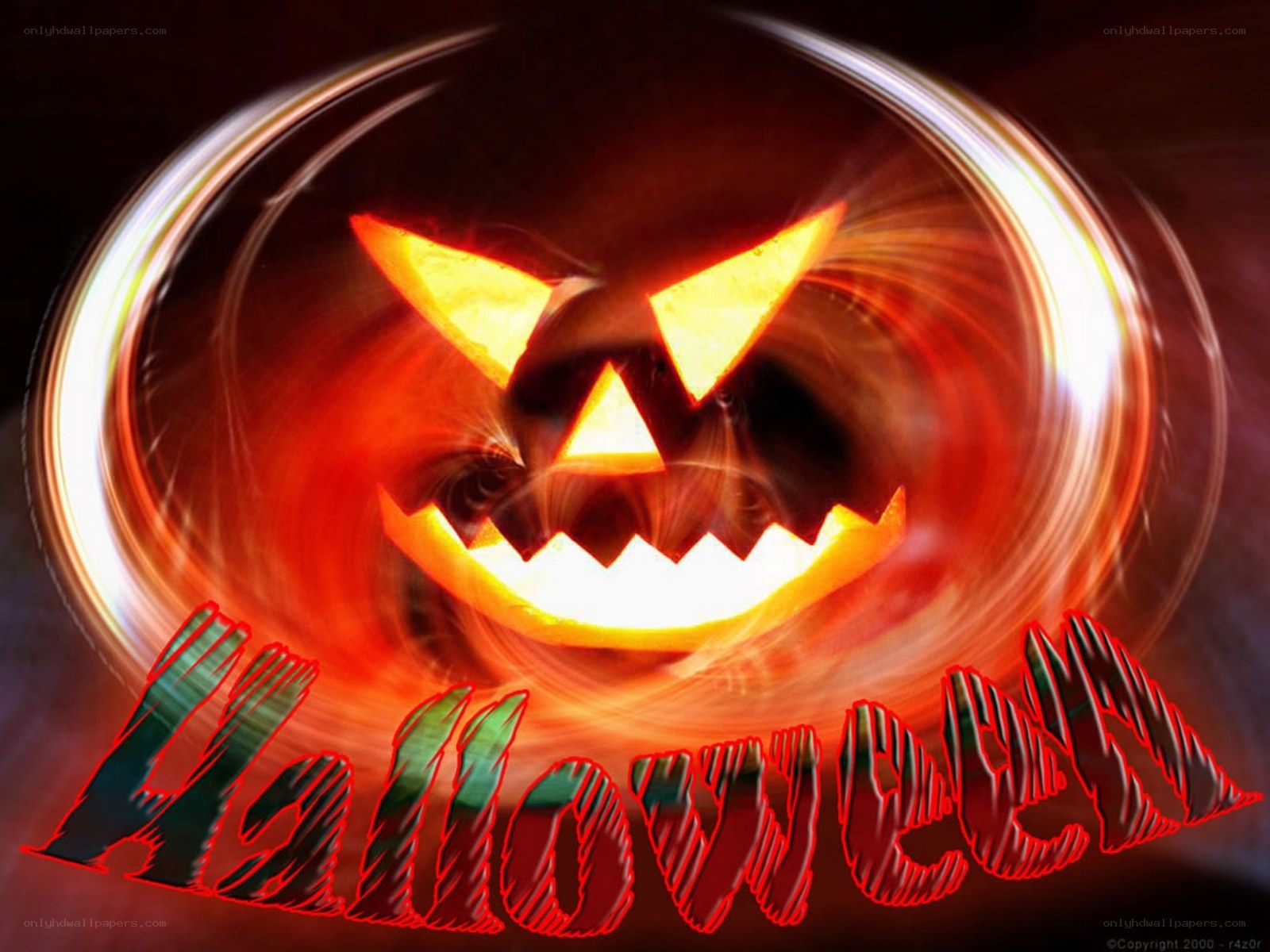 Halloween pumpkin with glowing face