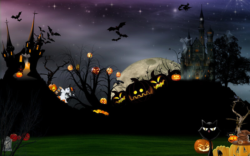 Halloween Pumpkins and Castle
