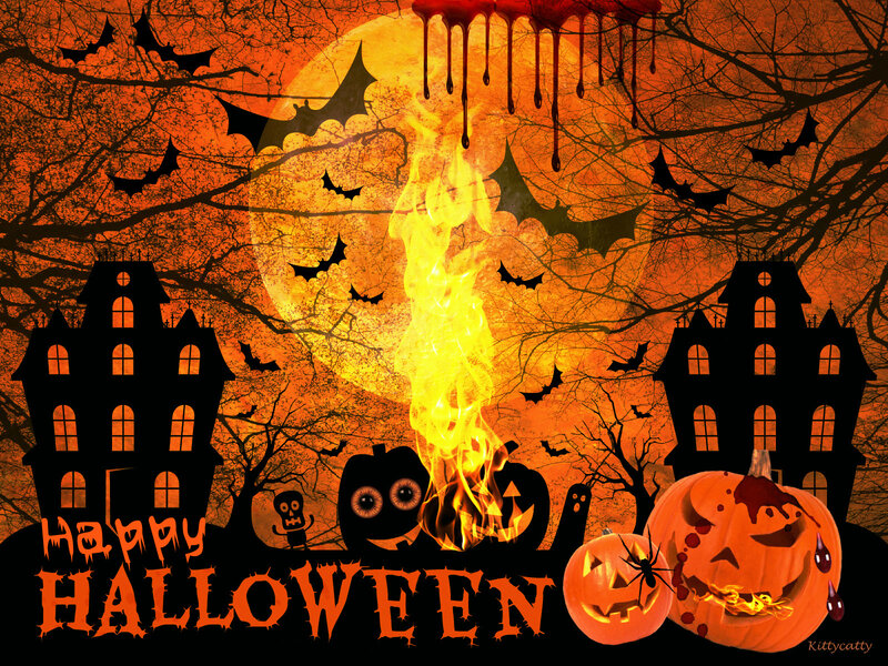 Halloween Pumpkins and Houses