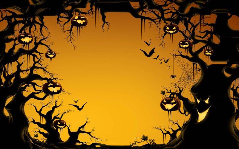 Halloween Pumpkins in Trees