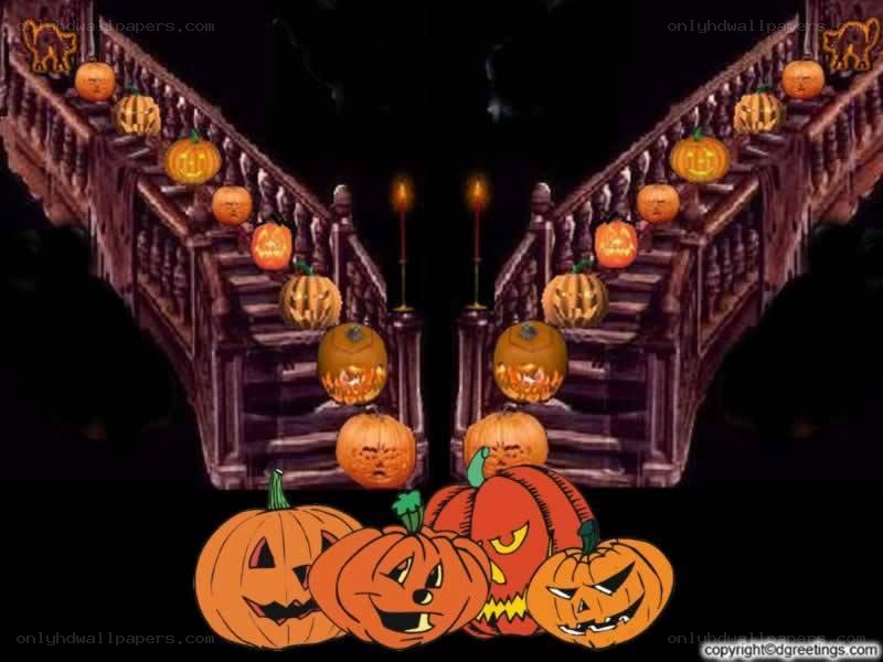 Halloween pumpkins on stairs