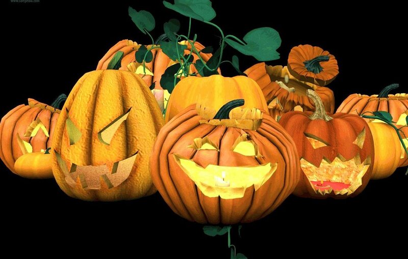 Halloween pumpkins with candles