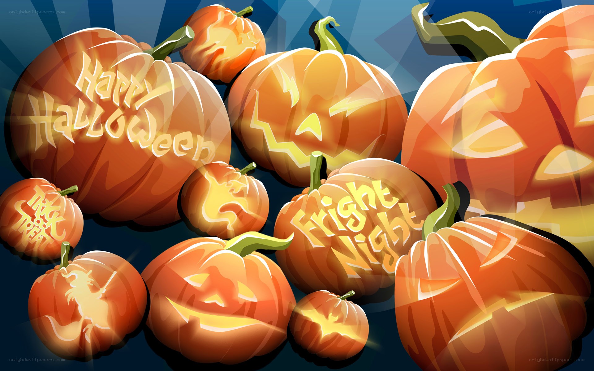 Halloween pumpkins with carved designs
