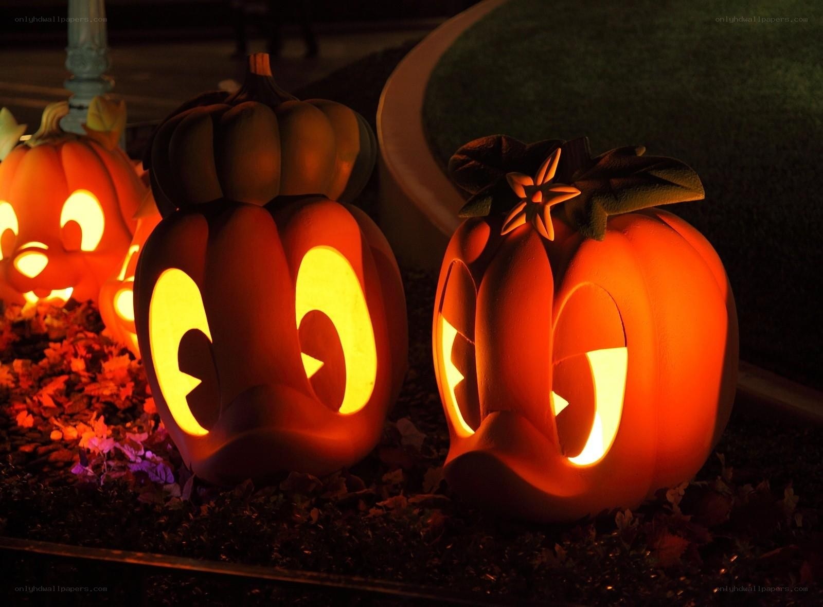 Halloween pumpkins with character faces