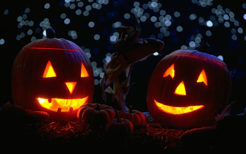 Halloween pumpkins with lights
