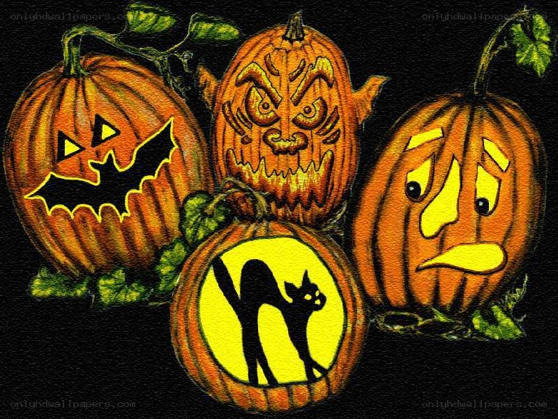 Halloween pumpkins with spooky faces