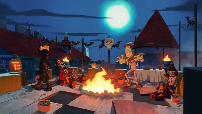 Halloween rooftop gathering