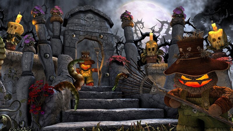 Halloween scarecrow scene