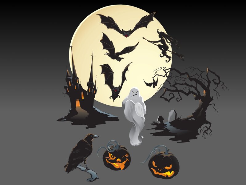 Halloween Scene with Castle
