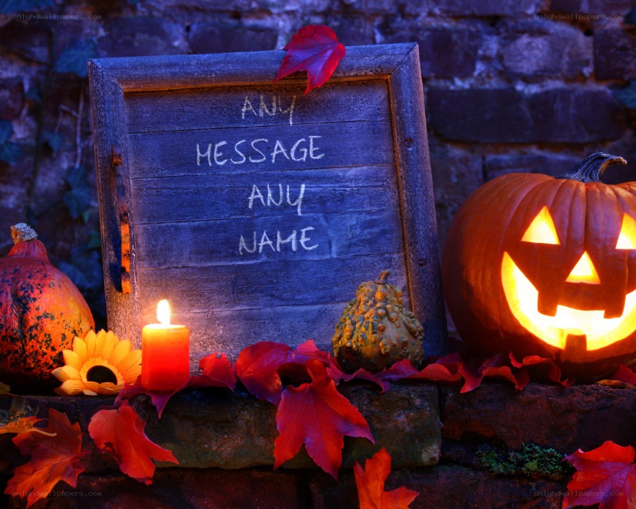Halloween scene with jack-o'-lantern