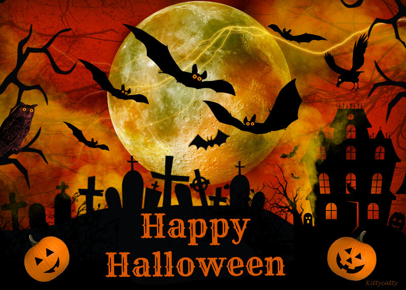 Halloween Scene with Moon