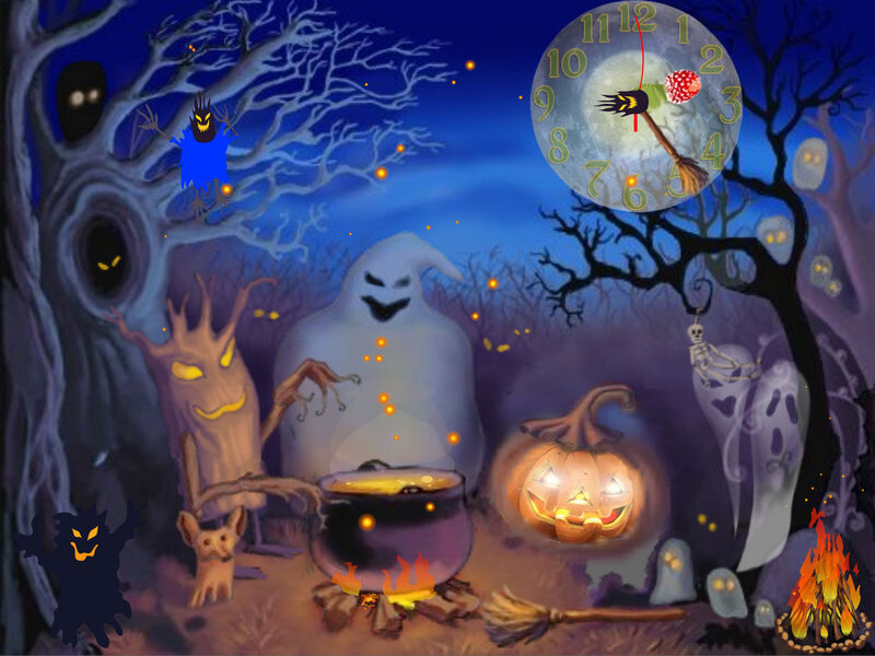 Halloween Scene with Pumpkins — Blue
