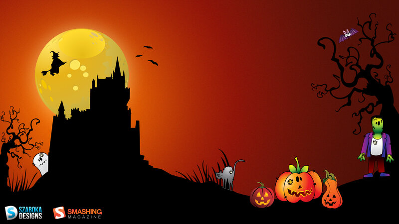 Halloween Scene with Pumpkins — Orange