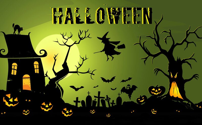 Halloween Scene with Witch