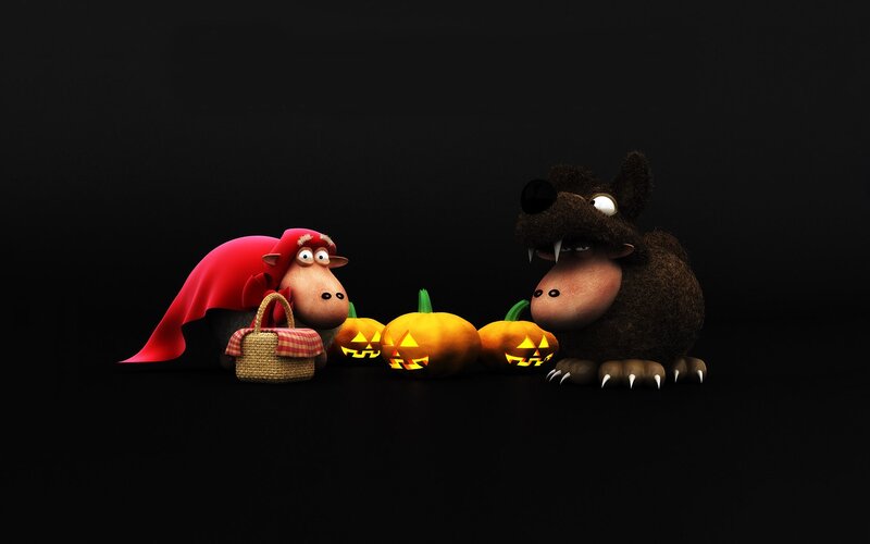 Halloween sheep and wolf