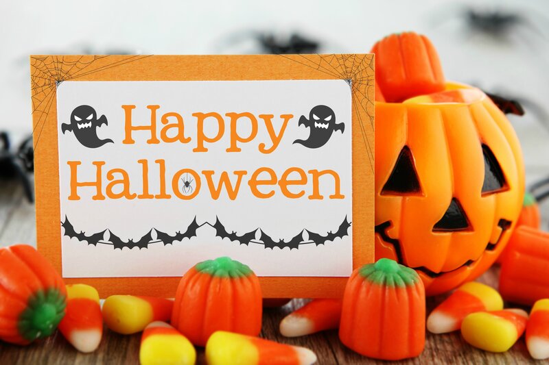 Halloween Sign with Candy — Orange