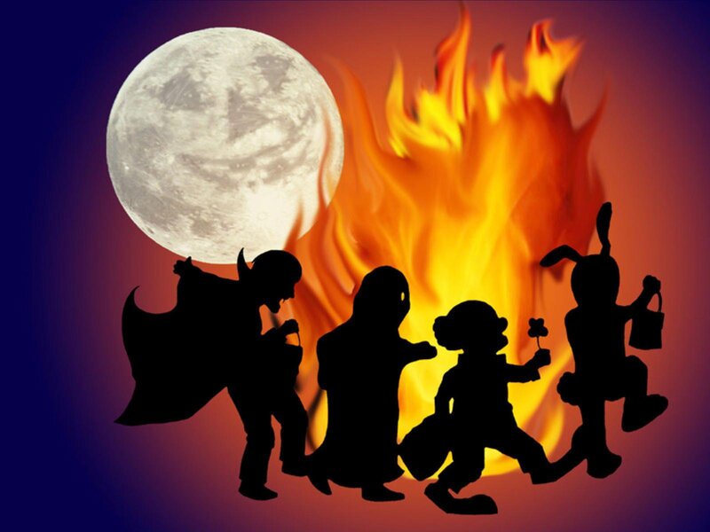 Halloween silhouettes by fire