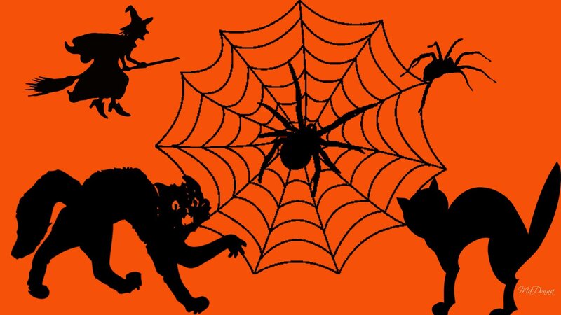 Halloween silhouettes scene