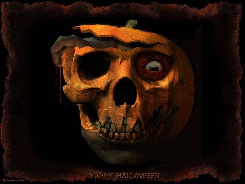 halloween skull pumpkin