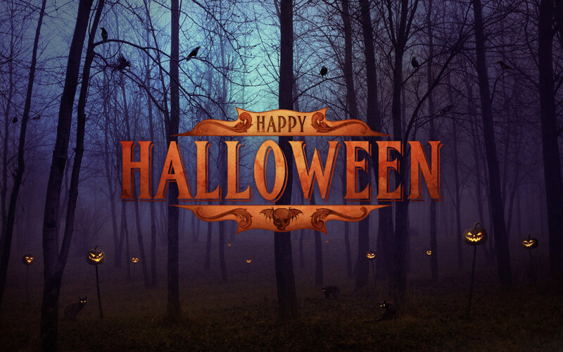 Halloween Text in Forest