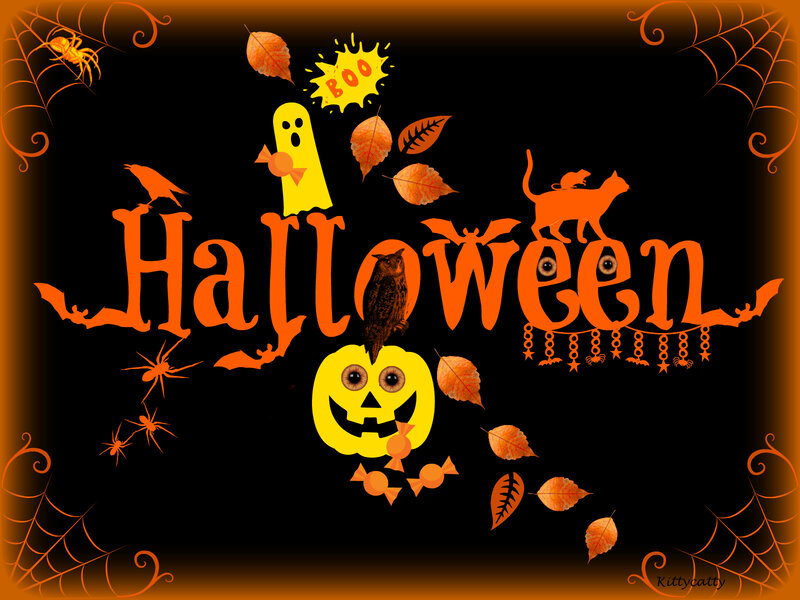 Halloween Text with Decorations — Black