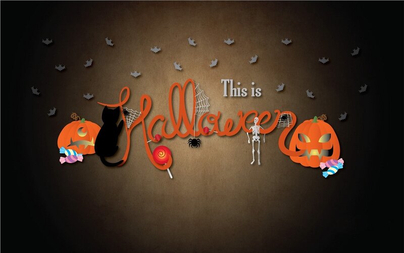 Halloween Text with Decorations — Brown