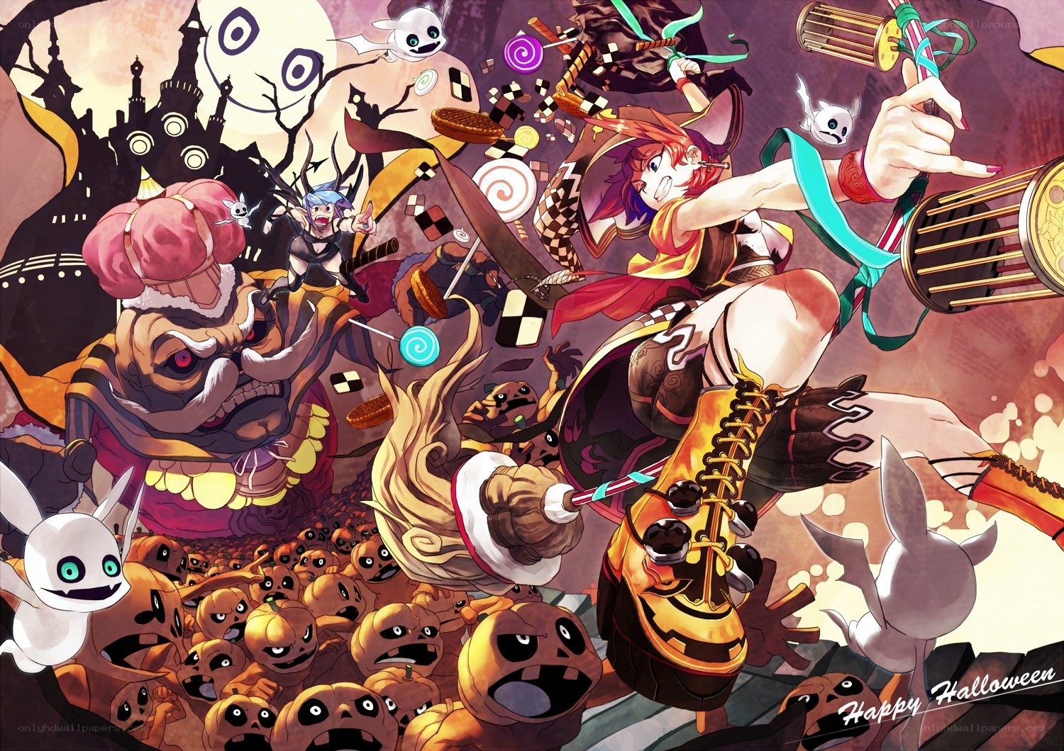 Halloween-themed anime art