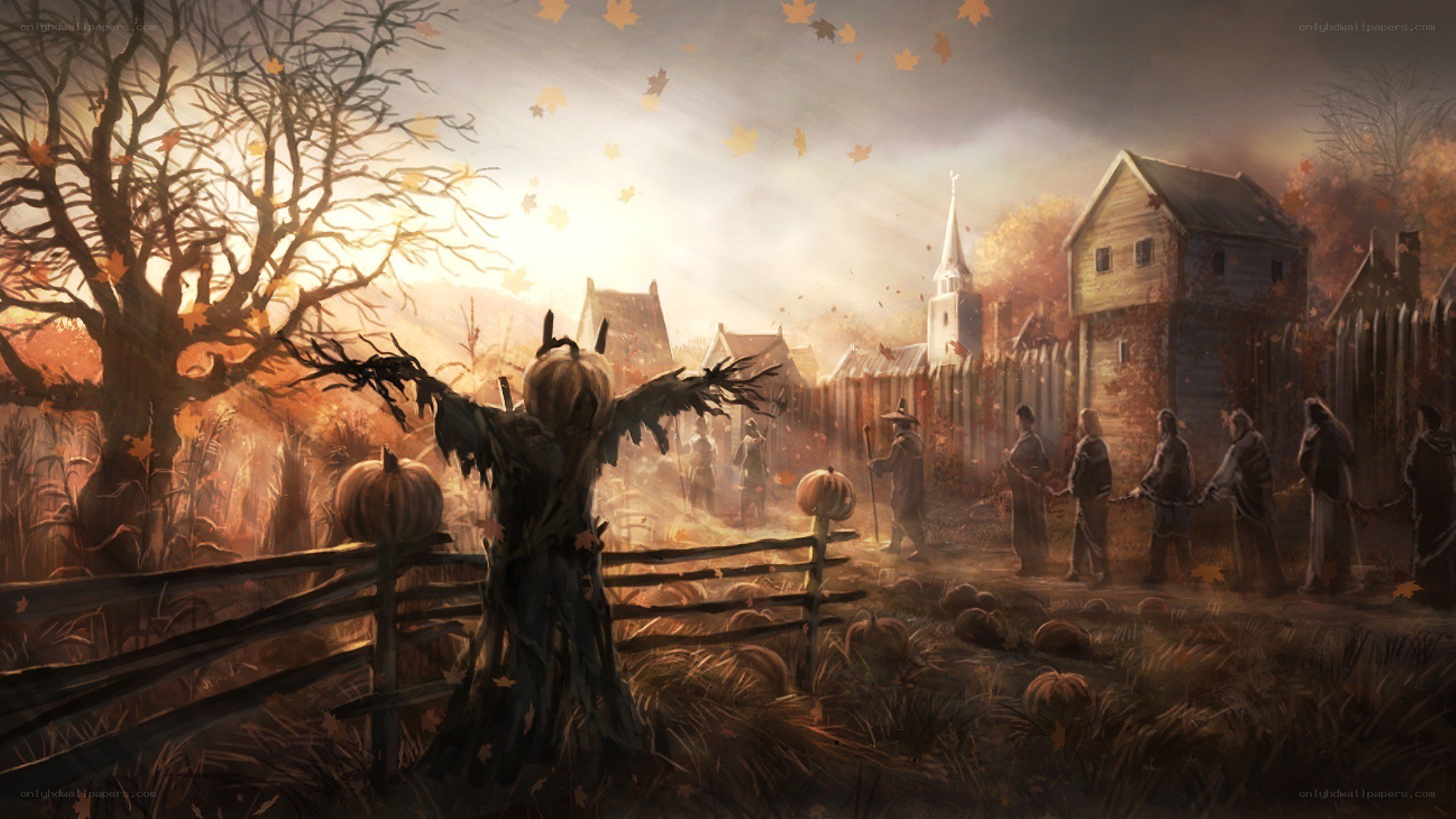 Halloween village scene