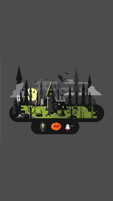 Halloween Village Scene — Black
