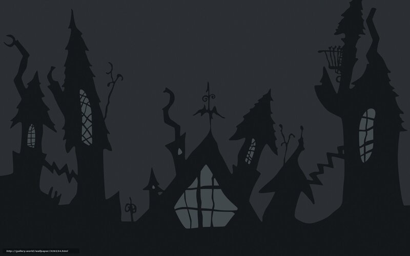 Halloween village silhouette