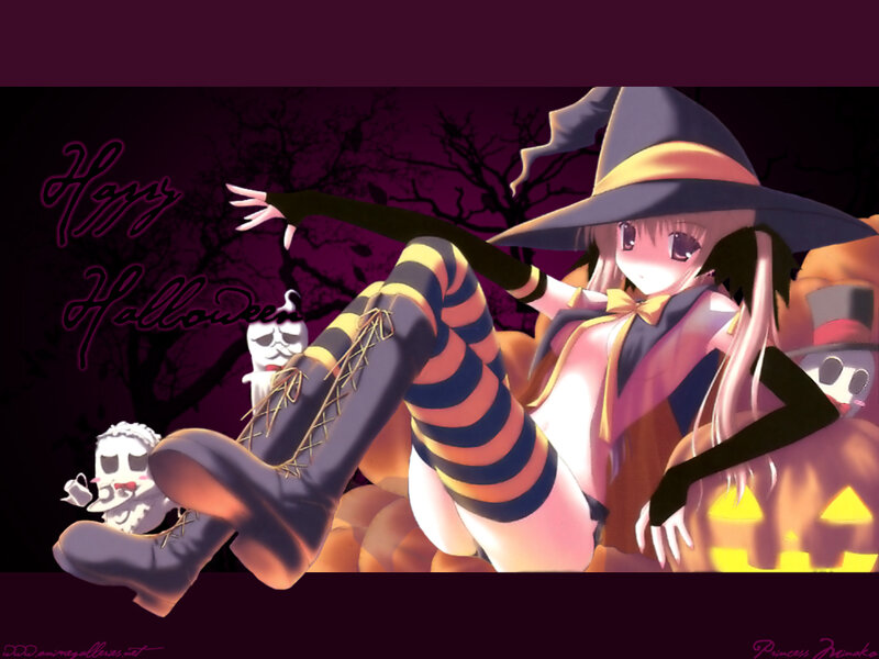 Halloween witch anime girl