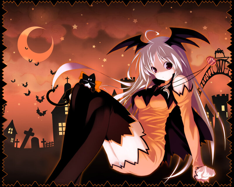 Halloween witch anime girl
