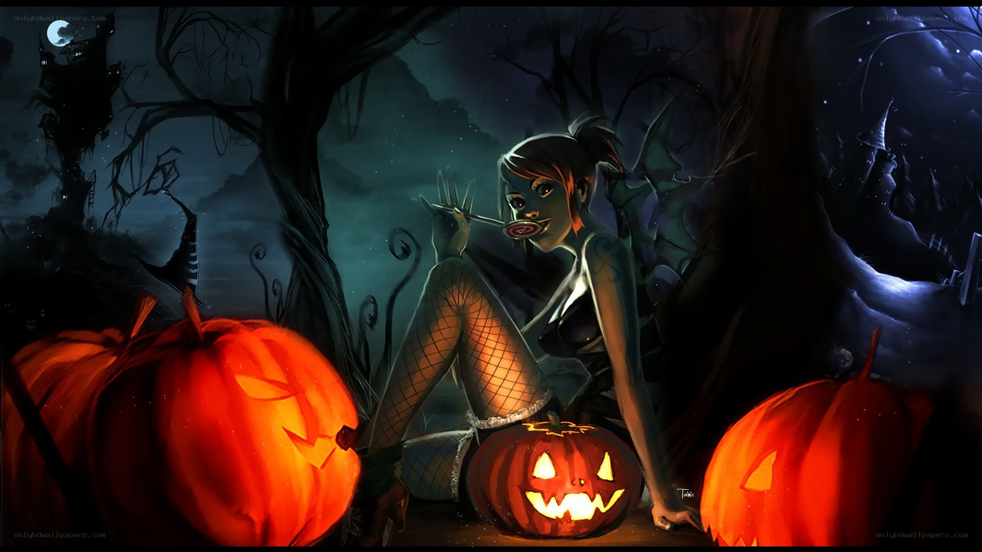 Halloween witch in forest