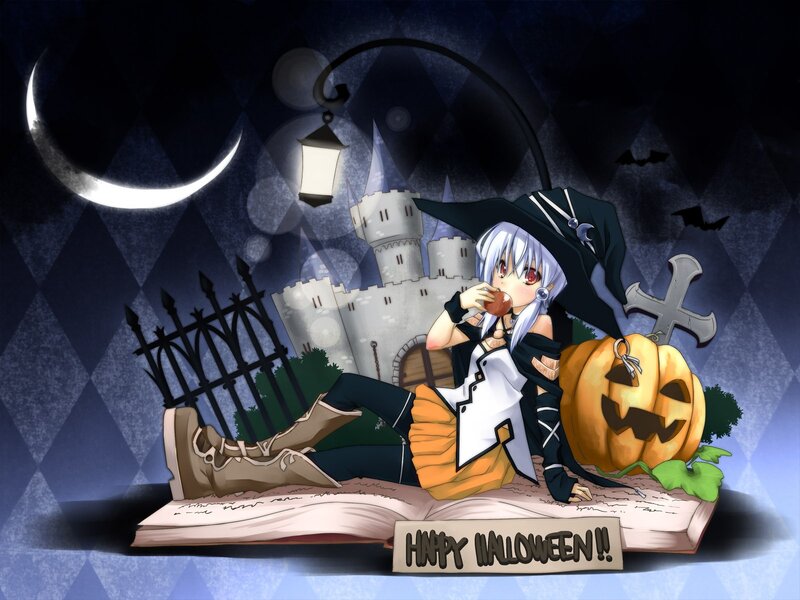 Halloween witch on a book