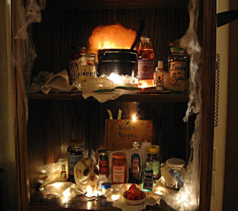 Halloween witch's cabinet display