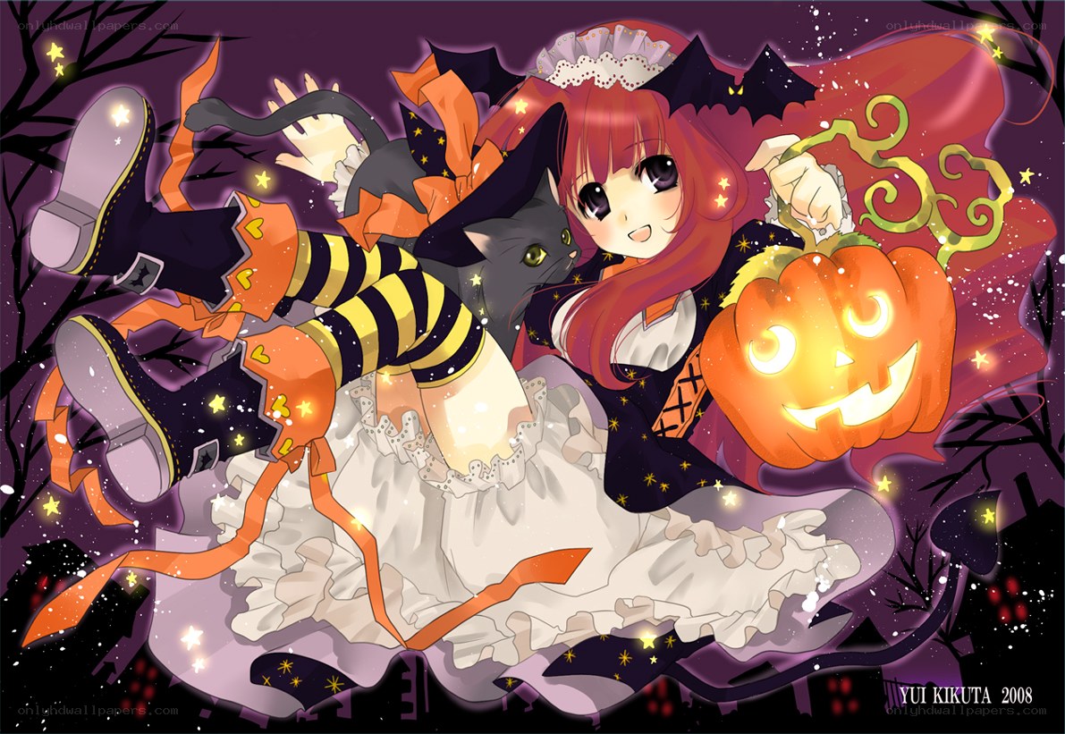 Halloween witch with cat
