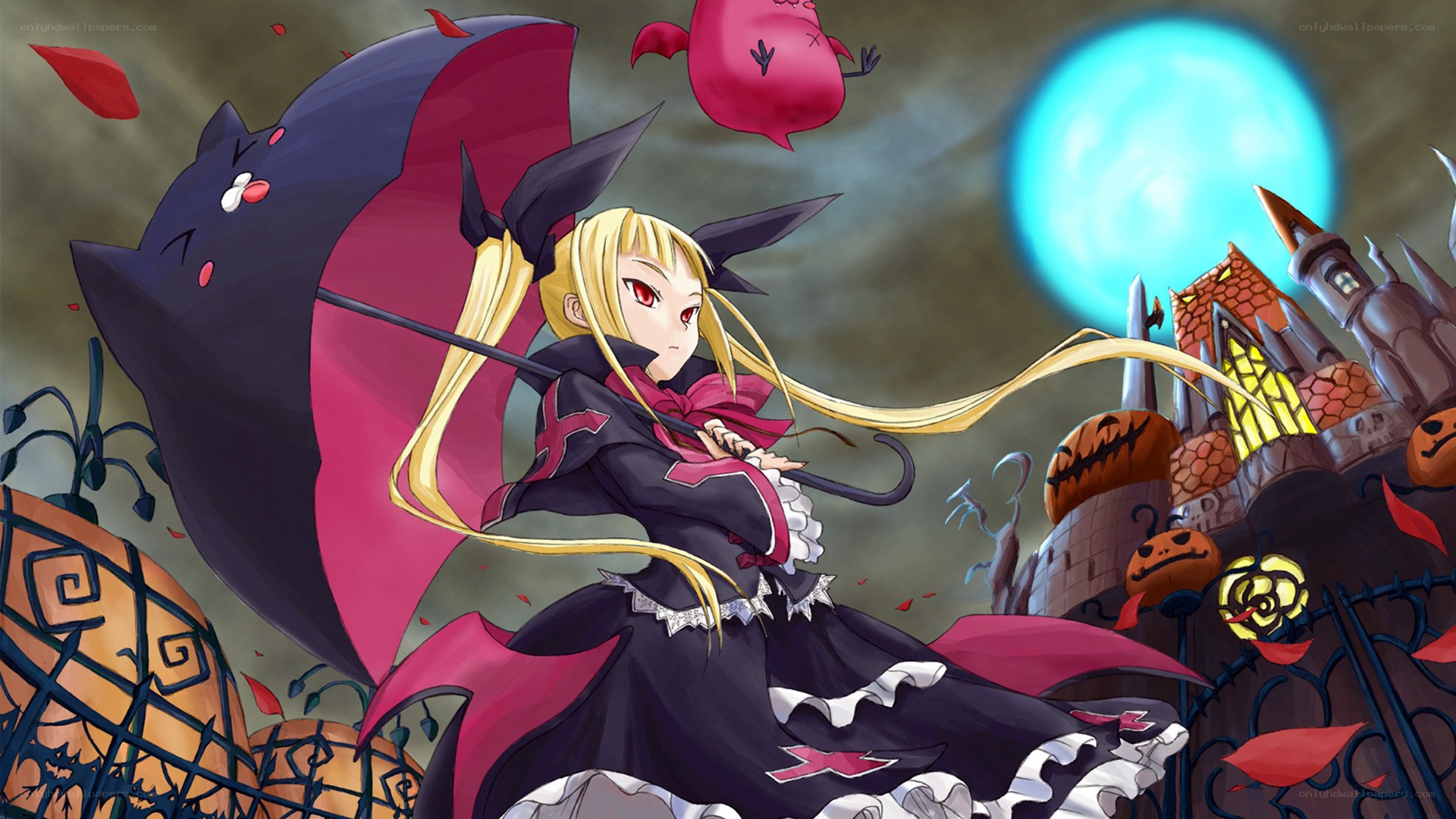 Halloween witch with umbrella