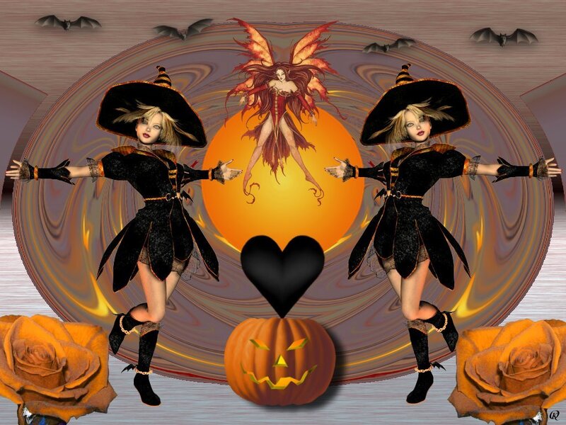 Halloween witches and fairy
