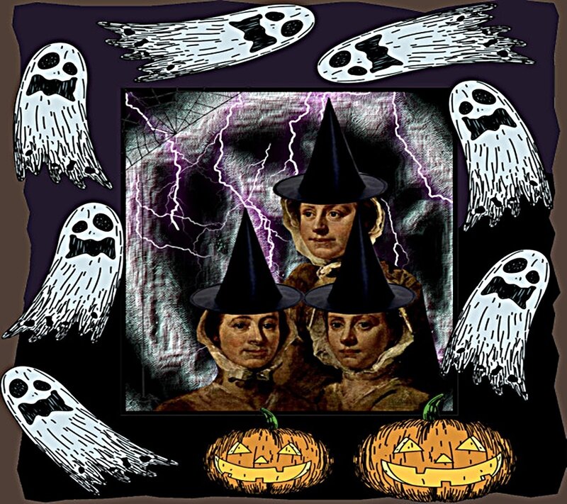Halloween witches and ghosts