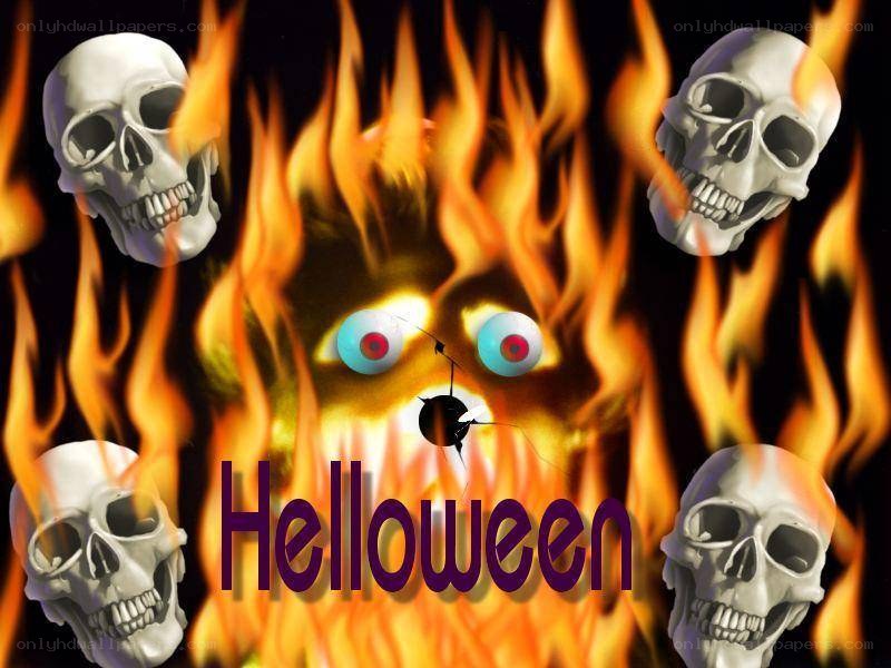 Halloween with skulls and fire