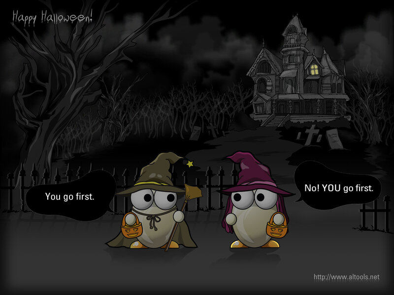 Halloween wizards at haunted house