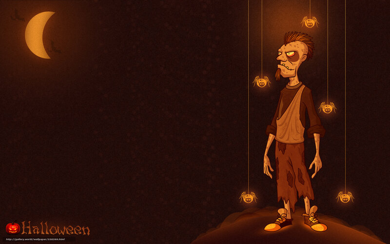 Halloween zombie with spiders