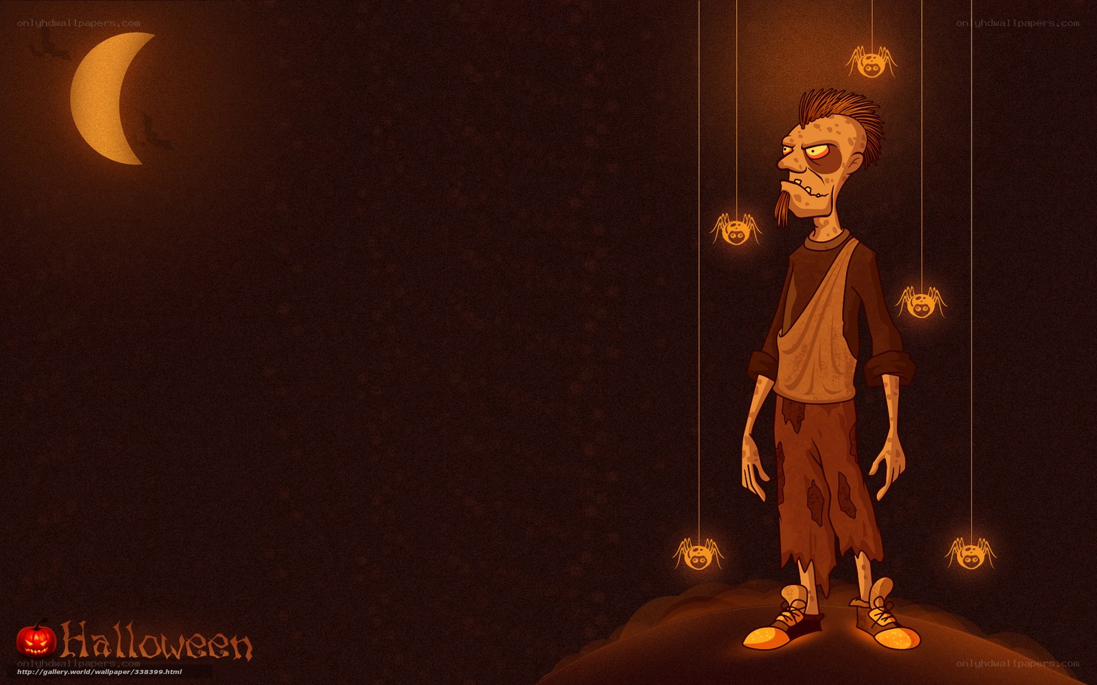 Halloween zombie with spiders